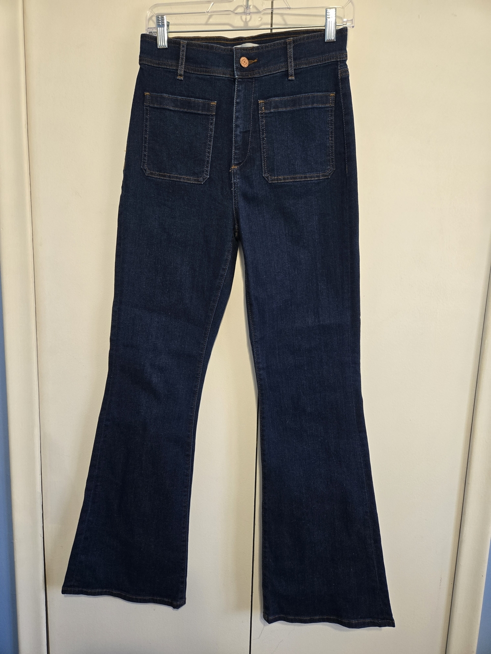 LOFT Dark Wash Flare Jeans High Rise‎ Stretch Denim Size 27/4